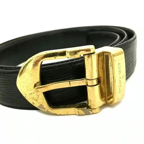 Louis Vuitton Epi Ceinture Leather 36 Mens Belt Black/ - Picture 1 of 12